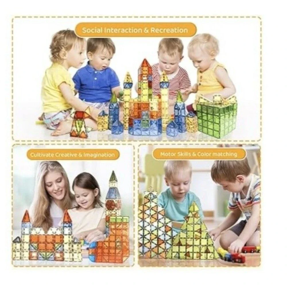 STEAM Magnetic Tiles - 100Pcs Building Blocks for Kids - NIB